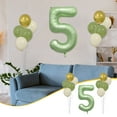 thumbnail image 2 of 0-9 Number Balloons, Birthday Balloon with Green White Golden Digital Balloons Balloon 10 Regular Balloons, Number Balloons Set for Boys Birthday Party Decor Supplies, with Ribbon Straw, 2 of 6