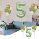 thumbnail image 1 of Juego de globos del primer cumpleaños - 0-9 números de papel de aluminio y 10 globos verdes con cinta para decoraciones de fiesta, 1 of 6