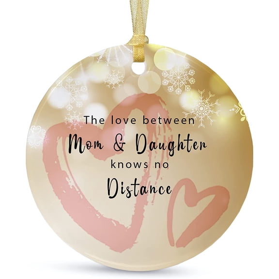Mother and Daughter Christmas Ornament 2025, A Mother and Daughter Gift for Each Other, Round Ceramic Keepsake, Best Wishes for Each Other. undefined