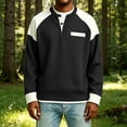 thumbnail image 5 of hotojiny Men's Henley Shirts Oversized Long Sleeve Casual Classic Tee Pullover Fall Color Block Pocket Button Sweatshirt(Black,3X-Large), 5 of 6