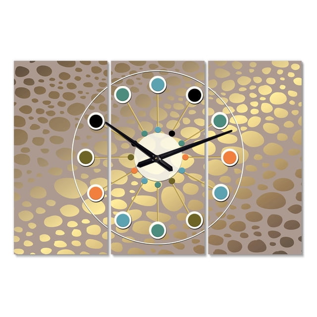 Designart « Conception de Marbre Doré Iii Surdimensionné Horloge Murale Multipanel Moderne du Milieu du Siècle