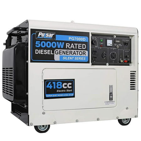 Pulsar 5,000 Watts Closed Frame Diesel-Powered Generator with Electric Start, EPA Approved (Best Diesel Whole House Generator)