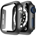 thumbnail image 1 of 2 Pack Hard Case Compatible for Apple Watch SE/Series 6/5/4 40mm with 9H Tempered Glass Screen Protector, [Touch Sensitive] [Full Coverage] Slim Bumper Protective Cover for iWatch 40mm (Black, 40mm), 1 of 5