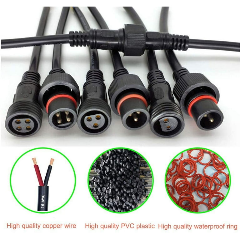 Waterproof 2 Pin Male To Female Connector Cable For Sngle Color 3