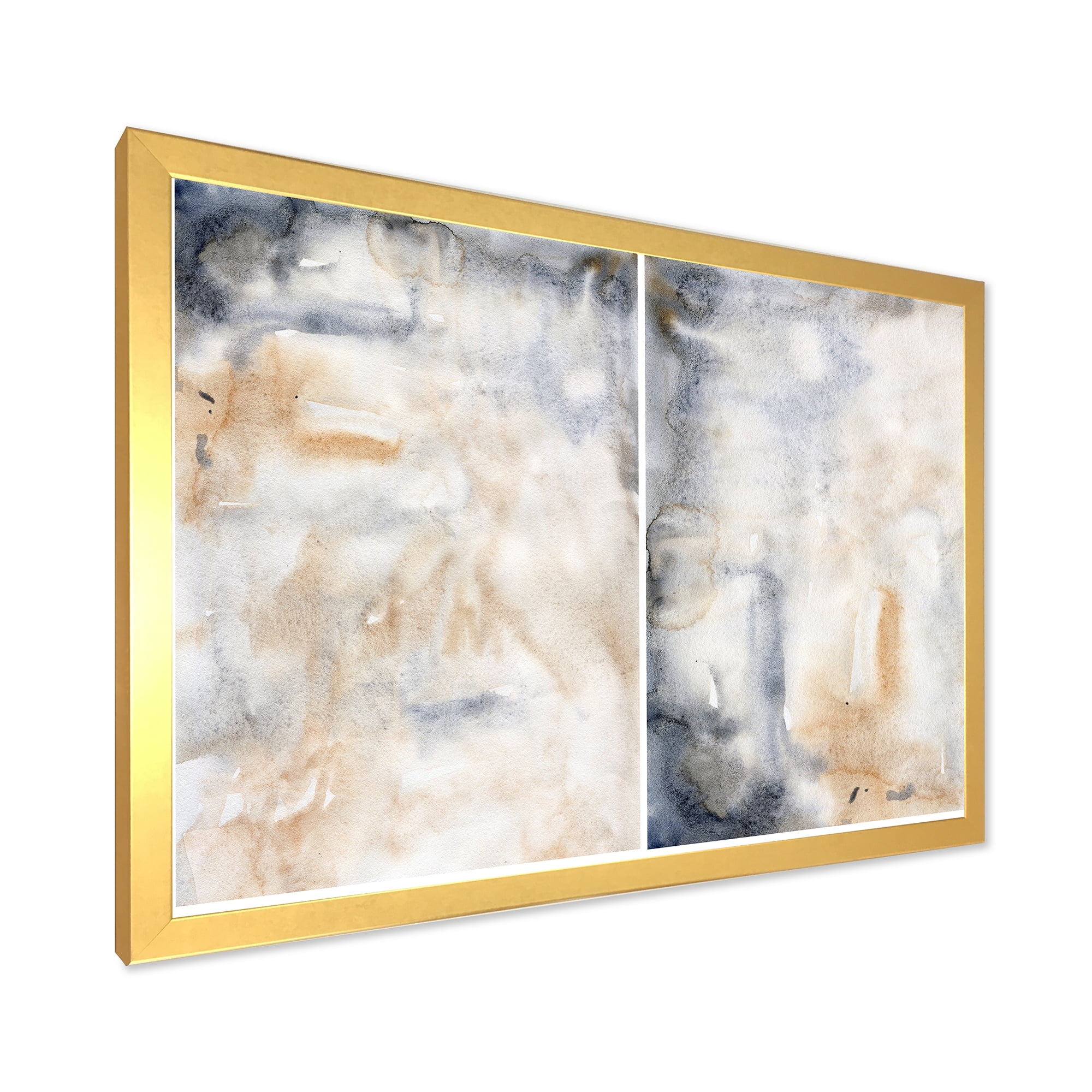 Designart 'Abstract Paste With Dark Blue and Beige' Modern Framed Art Print