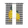 thumbnail image 7 of Yellow Lemons Blackout Curtains for Bedroom, Summer Botanical Black White Plaid Farmhouse Thermal Insulated Kitchen Drapes with Grommets, Light Blocking Window Treatment, 2 Panels 42" x 45", 7 of 7