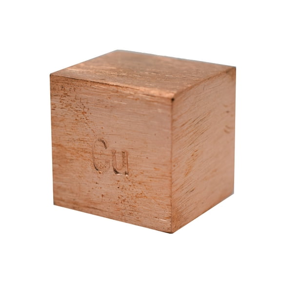 Density Cube, Copper (Cu) with Element Stamp - 0.8 Inch (20mm) Sides - For Density Investigation, Specific Gravity & Specific Heat Activities - Eisco Labs