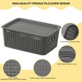 thumbnail image 4 of chaungfeng Storage Basket with Lid, Woven Organizer Bin, Plastic Multipurpose Container for Toys, Books, Shelves, Drawers, Home Office, 4 of 5