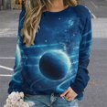 thumbnail image 2 of Galaxy Star Outer Space Womens Casual Crewneck Sweatshirt Long Sleeve Tops Cute Pullover Loose Fit, 2 of 7