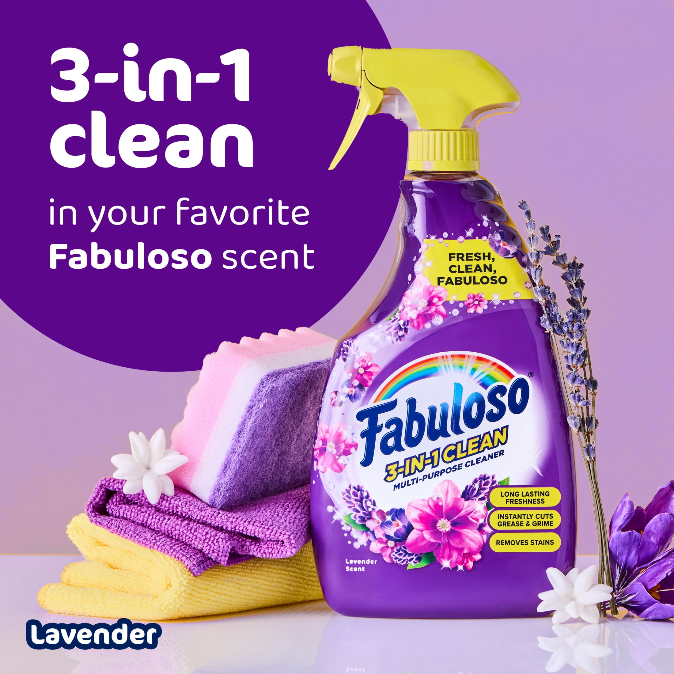 (2 pack) Fabuloso 3-in-1 Clean Spray, Multi-Purpose Cleaner, Lavender Scent, 25.3 fl oz