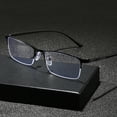thumbnail image 5 of Blue Light Blocking Flexible Reading Glasses 4.00 for Men, Black Business Lightweight Retro Half Rim Metal Readers +4.00, 5 of 5