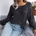 thumbnail image 4 of Suéteres Casuales de Punto con Estampado de Leopardo para Mujer, Suéteres de Larga con Cuello Redondo Negro M, 4 of 9