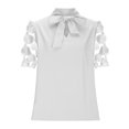 thumbnail image 5 of Rezuofi 1 Pcs Womens Dressy Chiffon Blouse Business Work Casual Tie Neck Shirt Tops, 5 of 7