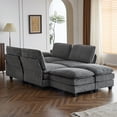 thumbnail image 5 of Ktaxon 155" W Sectional Convertible Sofa U Shaped Modular Couch with Double Chaise Corduroy Sleeper Set with 4 Oversized Seats Gray, 5 of 8