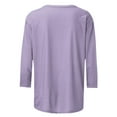thumbnail image 4 of Olyvenn Women's Casual 3/4 Sleeve T-Shirts Round Neck Cute Tunic Tops Basic Tees Blouses Loose Fit Pullover Purple XXXL, 4 of 5