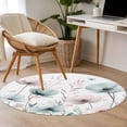 thumbnail image 5 of 3ft Round Rug, Teal Pink Spring Floral Non-Skid Rubber Backing Large Area Rugs - Living Room Bedroom Home Office, Summer Botanical Watercolor Indoor Floor Mat Carpets Washable Rug, 5 of 9