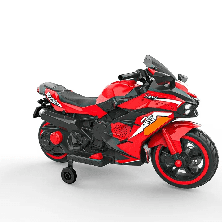 Werseon 12V Motorcycle Ride on Toy for Kids, Rechargeable Motorcycle with LED Light & Training Wheels, up to 90lbs, Red