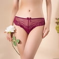 thumbnail image 2 of Gibobby Panty Microfibra con Encaje Calzoncillos mujer Bragas cintura Bragas encaje malla sexy transpirable para niñas（Vino， 2XL), 2 of 5