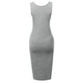 thumbnail image 3 of A2Y Women's Solid Fitted Classic Sleeveless Premium Cotton Midi Dress Heather Grey S, 3 of 5