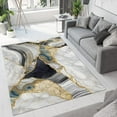 thumbnail image 2 of Luxurious Abstract Marble Area Rugs, Gold-Plated Embossed Pattern with Black Curved Lines Carpet Mat, Washable Rug Easy Cleaning with Backing Apply to Balcony Dorm Room 3x5ft, 2 of 6