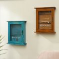 thumbnail image 4 of Nordic Style Solid Wood Wall-Mounted Key Storage Box with Letter Patterns, Dustproof Door and Hooks, 21x6x25 cm Compact Design, Includes 3Nails – Blue (Non-Imported, Non-Customizable), 4 of 6