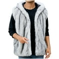 thumbnail image 3 of Zedker Mens Faux Fur Vest Hooed Fur Cardigan for Men Sleevless Jacket Winter Warm Hooded Outerwear Gray L, 3 of 9