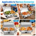 thumbnail image 5 of Doulami Chafing Dish Chafer 11 QT Stainless Steel Food Warmer Foldable Stove Dish Set Rectangular Chafing Dish Full Buffet Catering with Tong and Spoon, 5 of 12