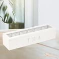thumbnail image 2 of yuksok Rectangular Wooden Tea Box with Lid Stackable Tea Bag Holder Kitchen Organiser Cha Tea Box 6 Compartment Tea Bag Box for Creamers Sugar White, 2 of 8