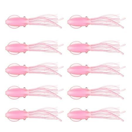 10 Pieces Octopus Squid Fishing Lure Glow Soft Skirt Wobblers Lures Pink