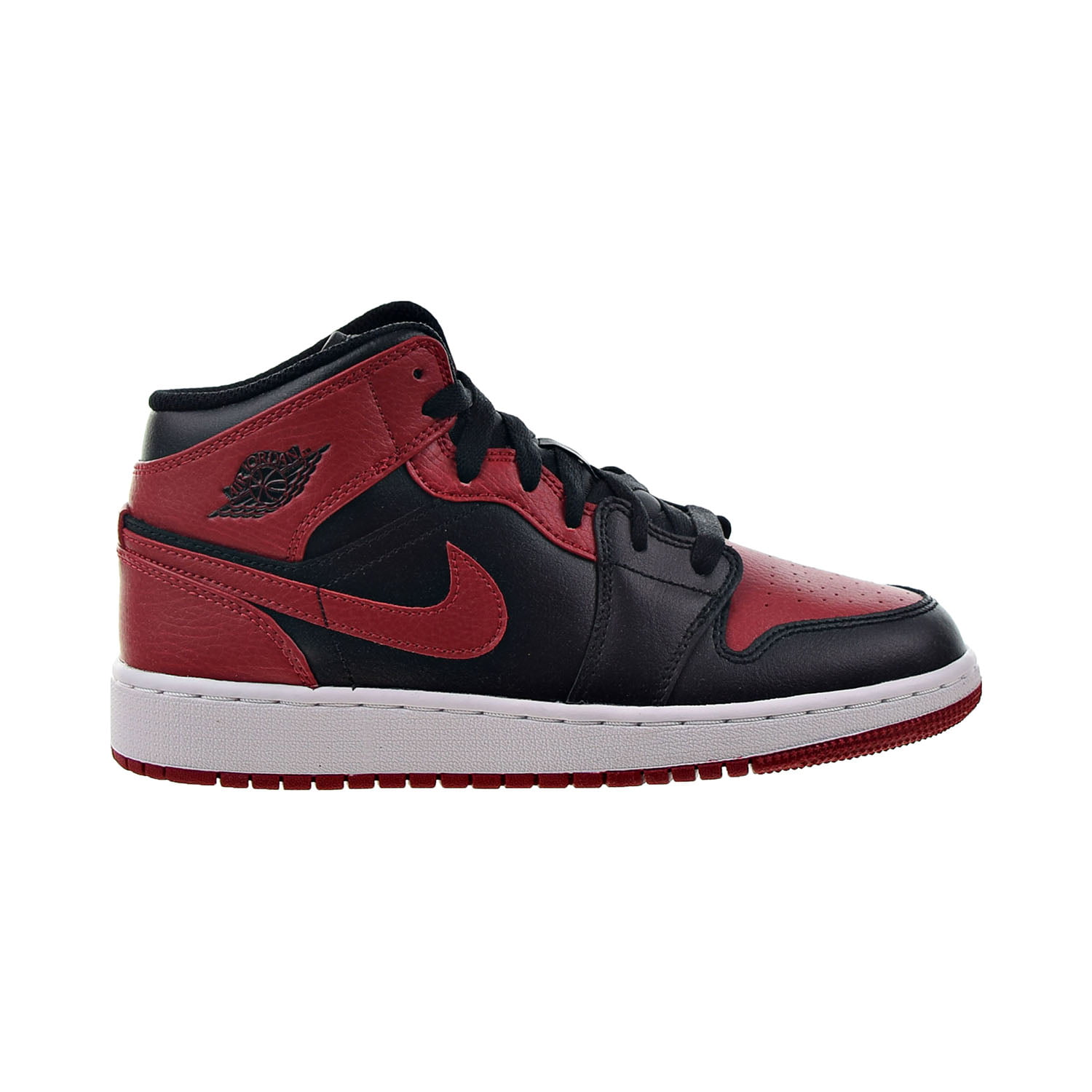 at retfærdiggøre forvridning resterende Air Jordan 1 Mid Big Kids' Shoes Black-Gym Red-White Noir 554725-074 -  Walmart.com