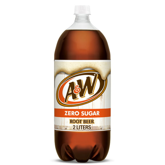 A&W Zero Sugar Root Beer Soda Pop, 2 L, Bottle