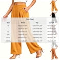 thumbnail image 3 of Women's Culottes Cropped Solid Color Wide Leg Pants Elastic Waist Casual Palazzo Trousers with Pockets Yellow XL(XL), 3 of 5