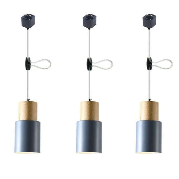 JLOWCO Adjustable H Track Pendant Lighting 3 Pack Living Room Modern Pendant Led Lighting Fixtures Ceiling Kitchen Pendant Lighting Over Island Gray (LED Bulb Include)