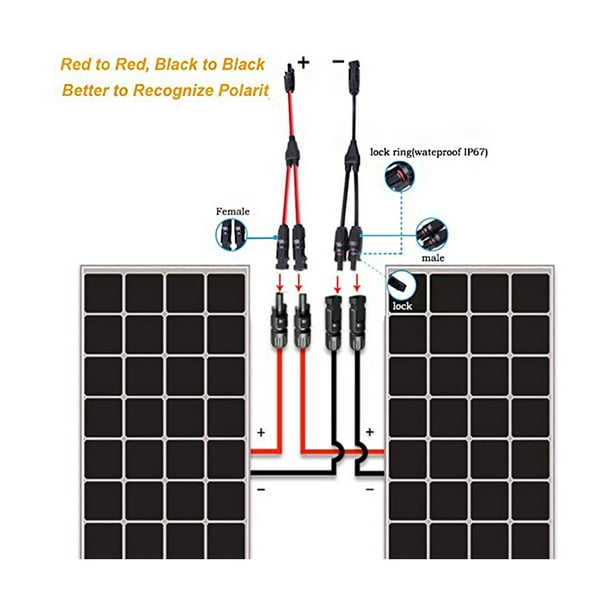 Renogy MMF+FFM for Parallel Connection Between Solar Panels, 1 Pair Y  Branch Connectors