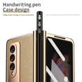 thumbnail image 6 of SaniMore Case for Samusng Galaxy Z Fold 3 6.7" 2021, Leather Skin Platng Frame Hinge Protection Screen Ptotector Hidden Kickstand Pen Slot All-inclusive Heavy Duty Protective Case for Z Fold 3, Gold, 6 of 7