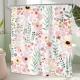 thumbnail image 2 of Riyidecor Cute Pink Green Floral Shower Curtain for Bathroom Decor 72Wx72H Spring Boho Kids Girls Girly Watercolor Wildflower Leaves Art Printed Fabric Polyester Waterproof 12 Pack Plastic Hooks, 2 of 4