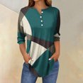 thumbnail image 2 of SwiftWear Blouse for Women Trendy 3/4 V-Neck Button Tops Summer Geometric Patterns Casual Tees 2025, 2 of 5