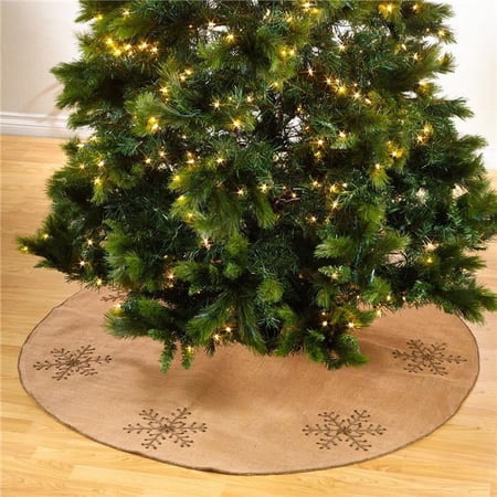 SARO 518.N53R 53 in. Round Beaded Snowflake Design Stocking or Tree Skirt - Natural
