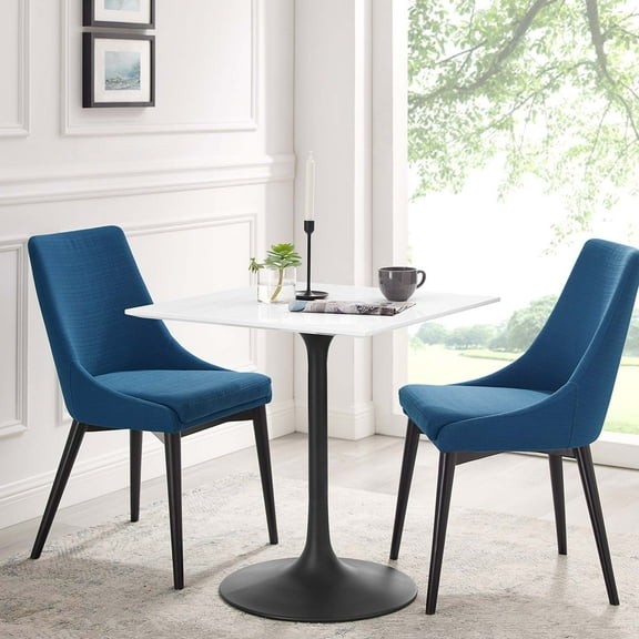 Modway Lippa 28" Square Wood and Metal Top Dining Table in Black/White