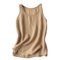 thumbnail image 1 of Camisetas sin Mangas para las Mujeres Color Sólido Cuello Redondo Suéter Casual Blusa, Camisetas de Mujer Casual, 1 of 9