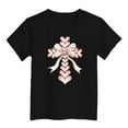 thumbnail image 4 of Gbsyewxs Girls Tshirts Crew Neck Short Sleeve Bow Heart Print Casual Summer Shirts For Kids Black Size 18-24 Months, 4 of 4