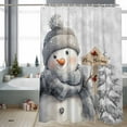 thumbnail image 4 of Christmas Shower Curtain Christmas Snowman Bathroom Curtains with Hooks, Waterproof Fabric Snowflake Snowy Scenery Bath Shower Curtains Set for Bathroom Bathtubs Xmas Decor 72x72 Inch, 4 of 9