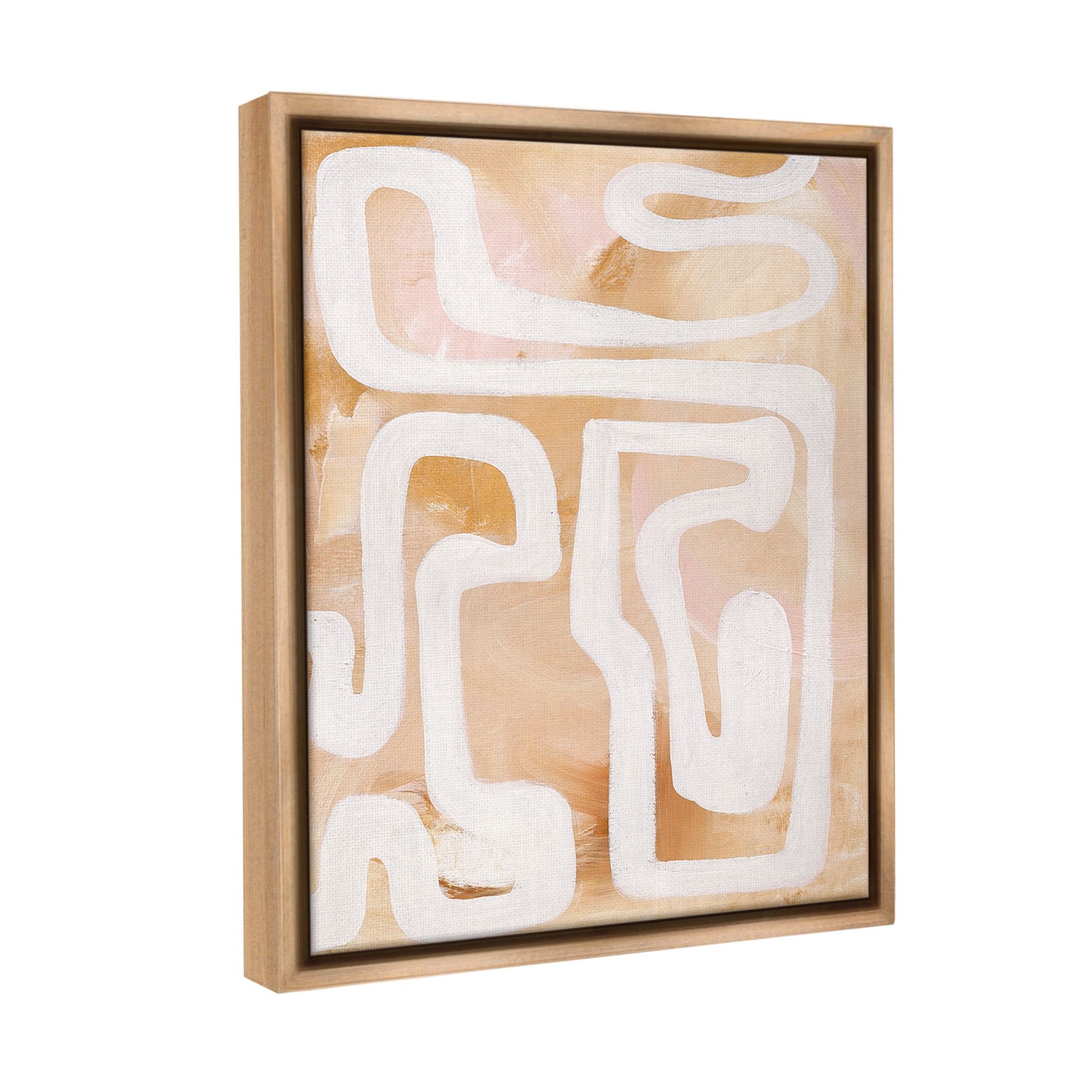 Stupell Industries Muted Abstract Squiggle Abstract Painting Brown Floater Framed Canvas Art Print Wall Art, 25 x 31