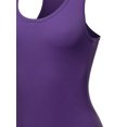 thumbnail image 4 of A2Y Women's Fashion Basic Premium Cotton Racerback Tank Body Suit Purple S, 4 of 5
