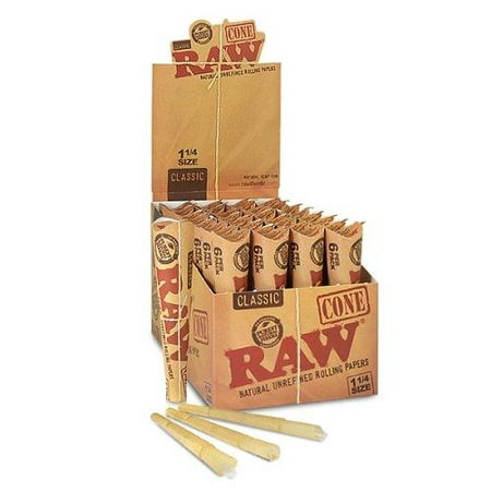 192 RAW Rolling Paper Cones Natural Hemp - Full Box 32 Packs of 6 w/ Display