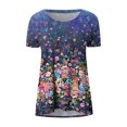 thumbnail image 4 of ICHUANYI Clearance Fashion Woman Causal Round Neck Printing Blouse Short Sleeve T-Shirt Summer Tops(Navy, XL) ICHUANYI WER2023080712055, 4 of 5