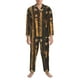 thumbnail image 3 of Fotbe Ancient Egyptian Hieroglyph Pijama de Hombre con Estampado de Manga Larga, Conjunto de 2 Piezas, Ropa de Dormir Suave y Cómoda con Bolsillos-Large, 3 of 7
