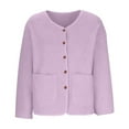 thumbnail image 5 of AINIYS Girl's Winter Coats Long Sleeve Crewneck Button up Fuzzy Fleece Jackets Outerwear Fall Fashion Clothes Purple 6-7Years, 5 of 8