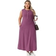 thumbnail image 3 of DARING DIVA Plus Size Summer Sleeveless Maxi Dress 1X Burgundy, 3 of 6