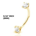 thumbnail image 5 of 14 Karat Gold Curved Barbell 16 Gauge Eyebrow Ring with CZ Gems, 5 of 8